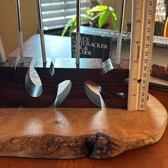 NEW. Vintage 6 Piece MCM Wood Nutcracker Utensil Set - Picture 5 of 8